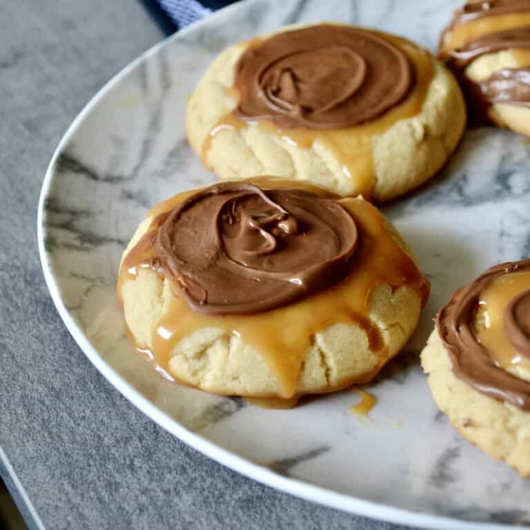 Twix cookies on a serving tray