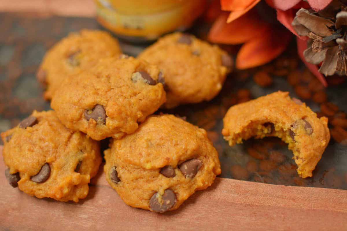 Soft pumpkin chocolate chip cookies.