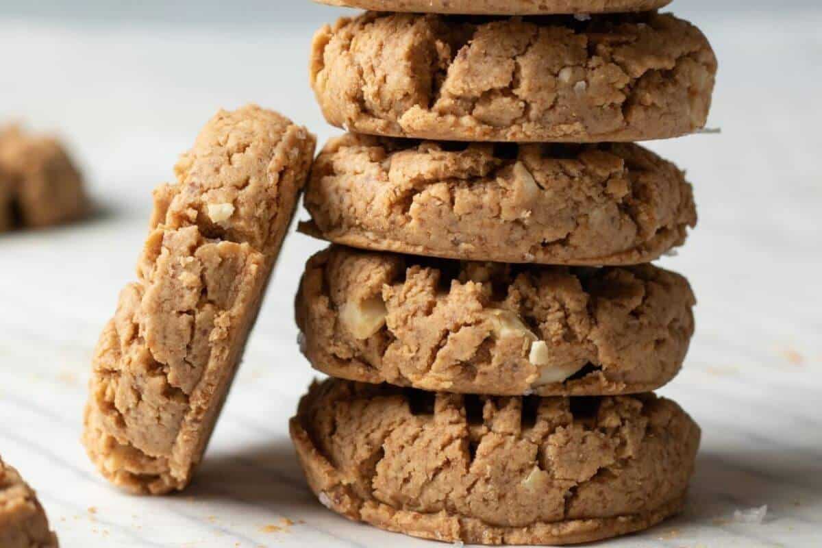 A stack of cashew butter cookies.