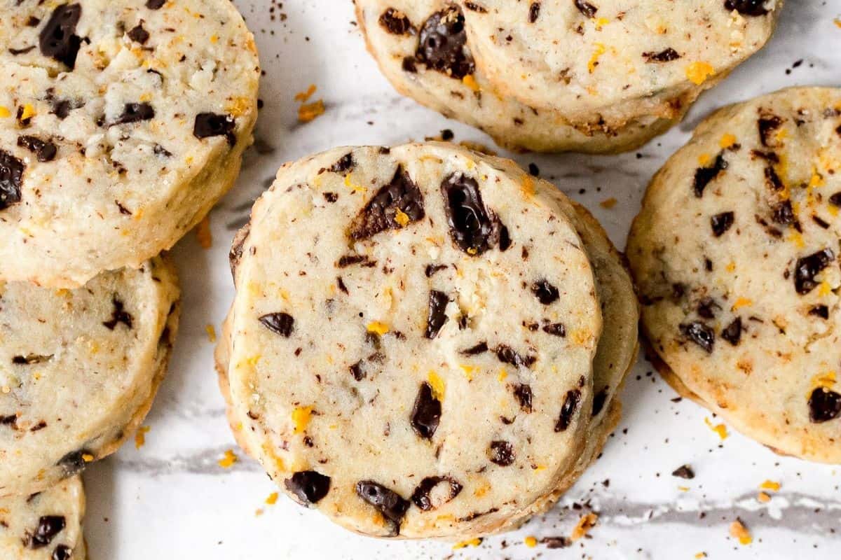 Chocolate orange shortbread cookies.