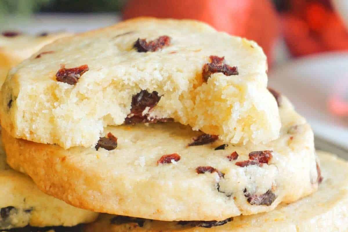 Cranberry orange shortbread cookies.