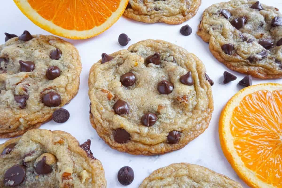 Orange chocolate chip pecan cookies.