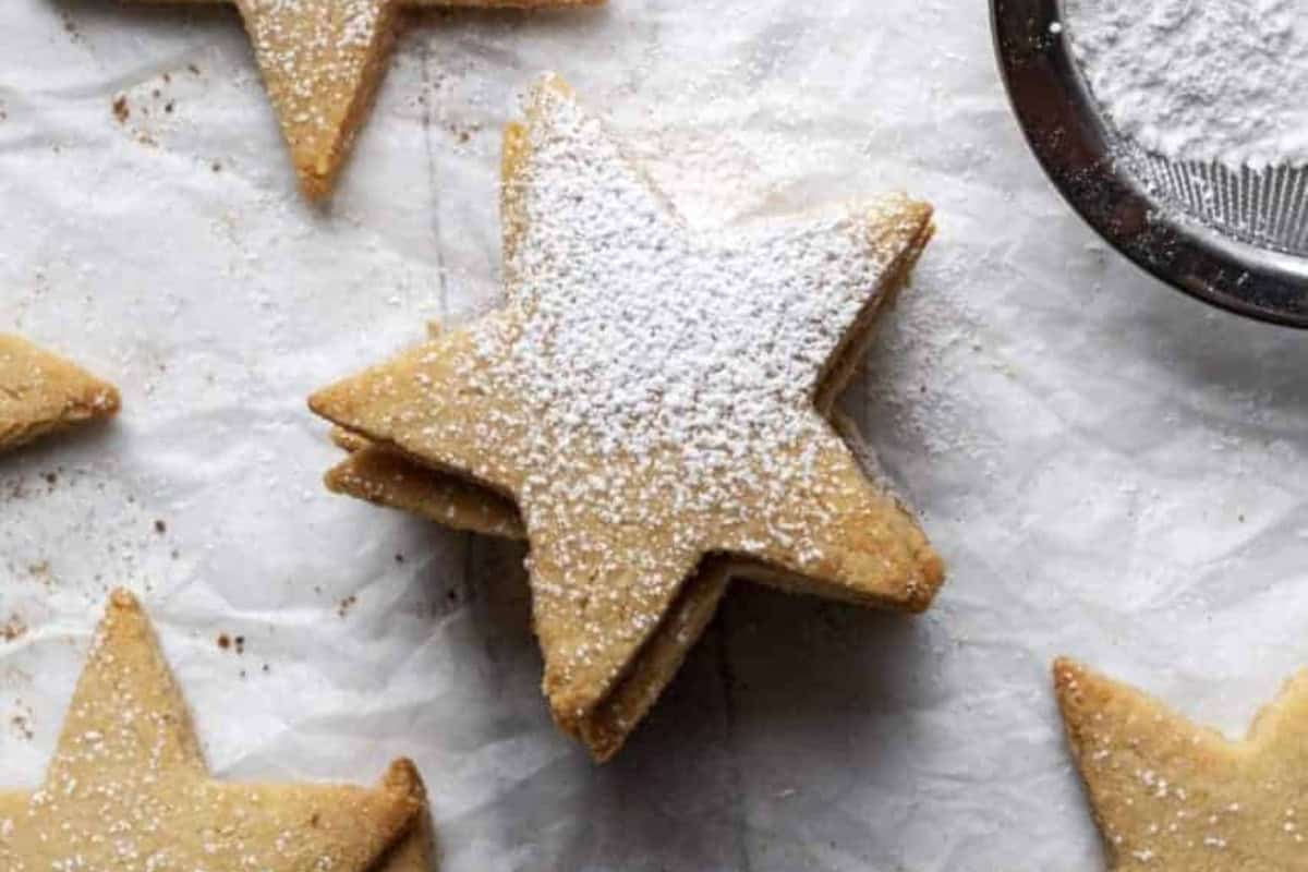A stack of star shaped cookies.