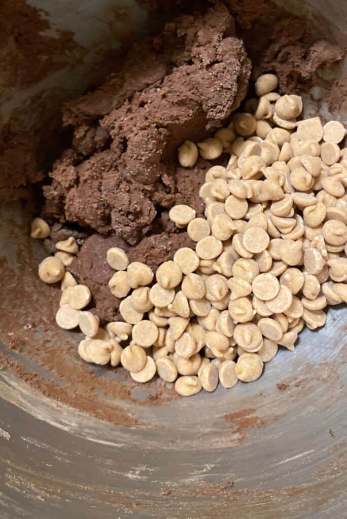 Levain Dark Chocolate Peanut Butter Cookie dough with white chocolate chips