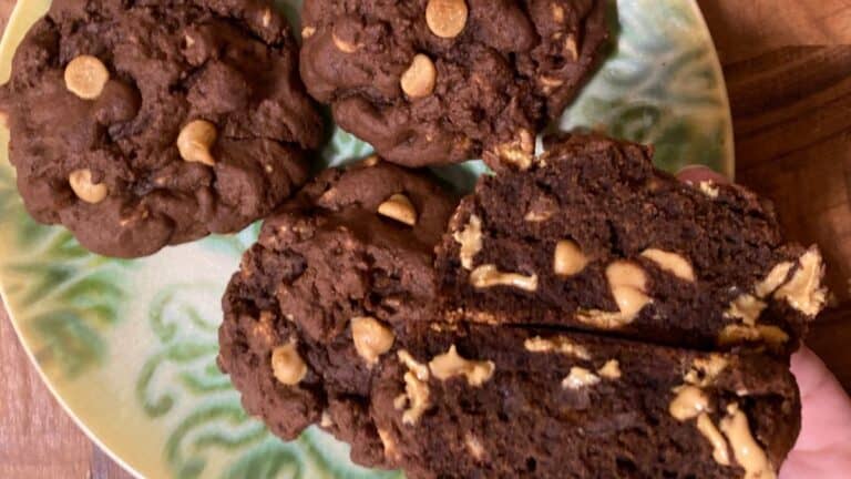Levain Dark Chocolate Peanut Butter Cookie served in a plate