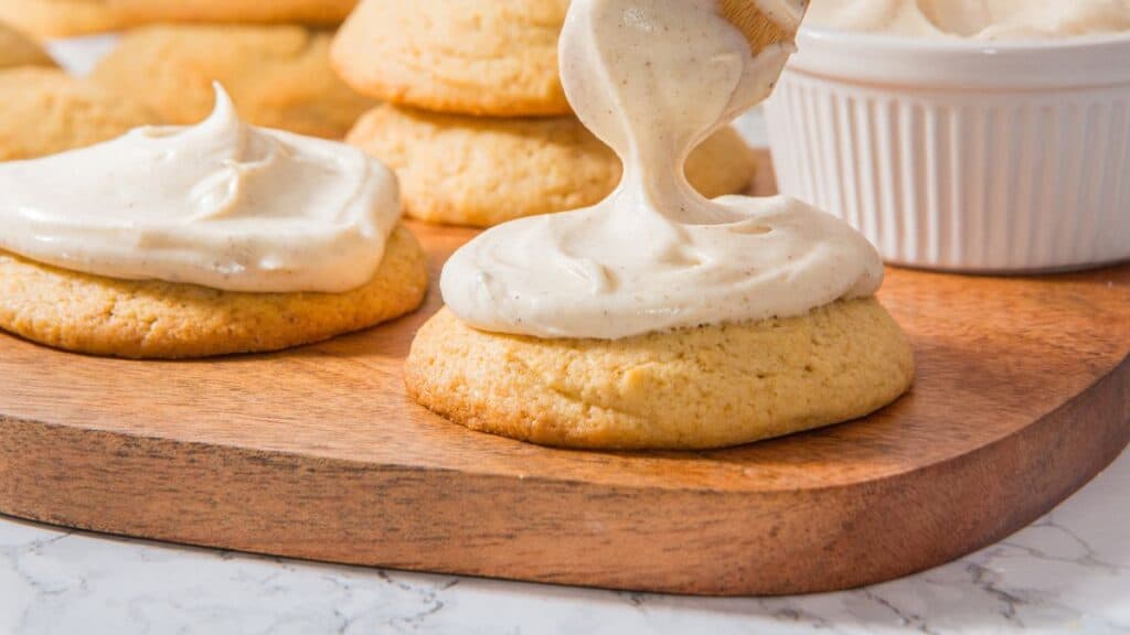 Sour Cream Brown Butter Cookies served on wooden plate