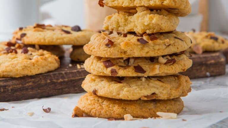 Butter Cream Cheese Almond Cookies stacked