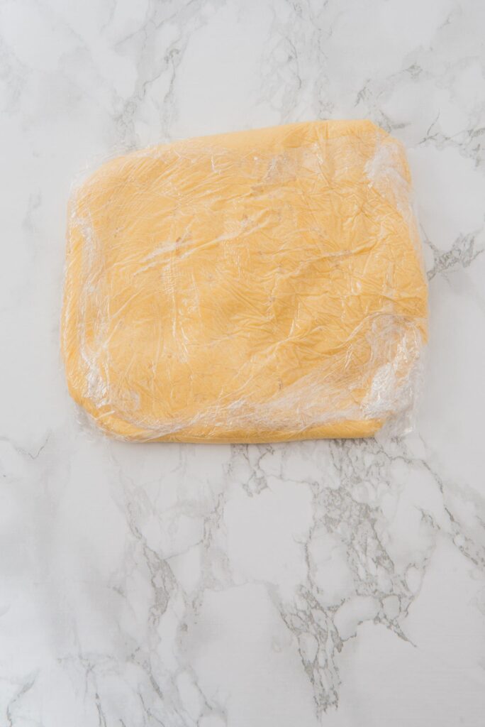 Easter Cookies dough in a piece of plastic wrap