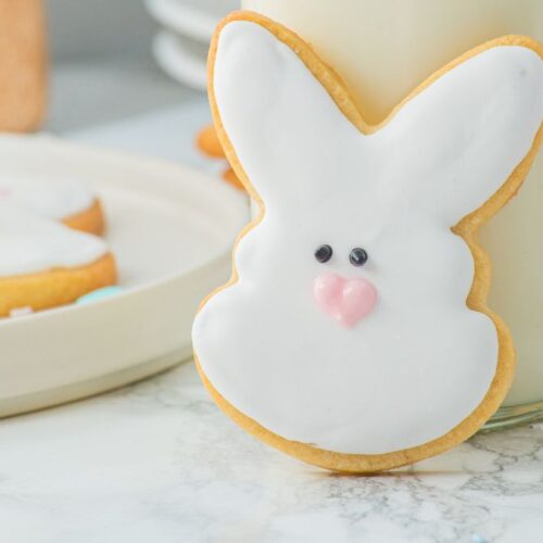 Easter Cookies in plate and across milk bottle