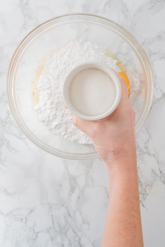 Add granulated sugar in a bowl