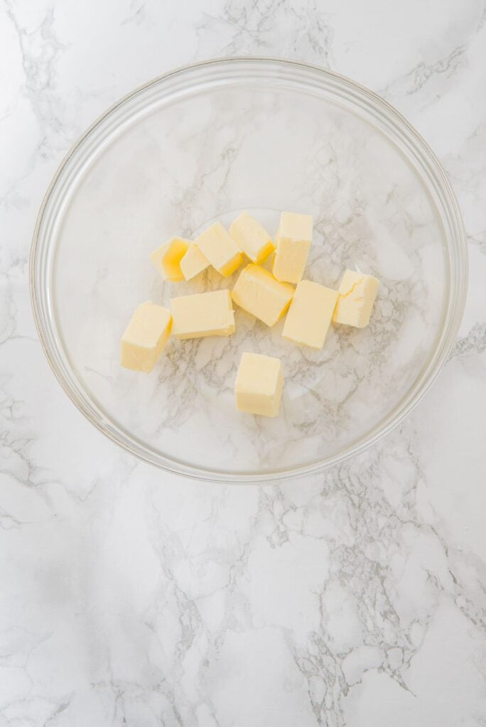 butter cubes in large bowl
