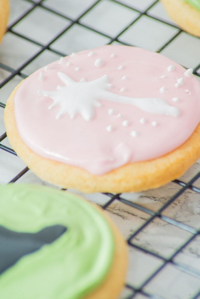 Wicked Themed Birthday Cookies on wire rack