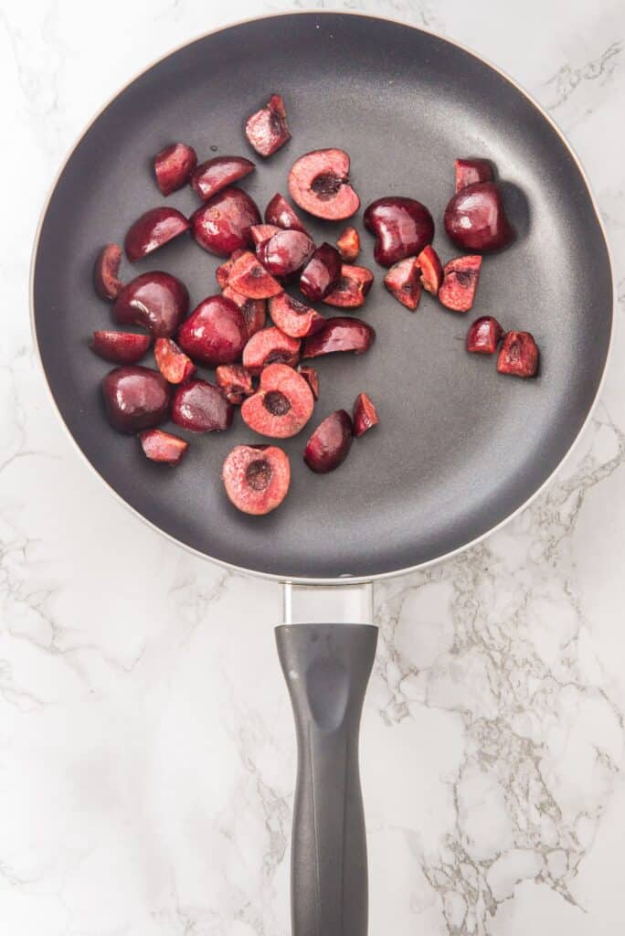 In a saucepan over medium heat, combine the chopped cherries, sugar, and lemon juice. 